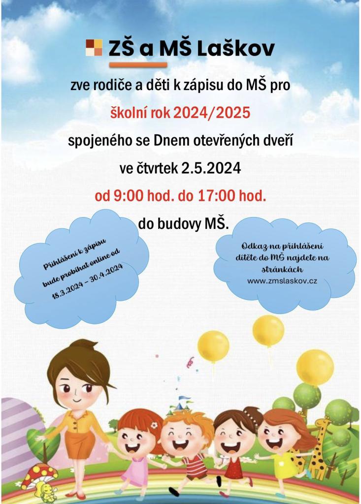 Zápis do MŠ pro školní rok 2024/2025